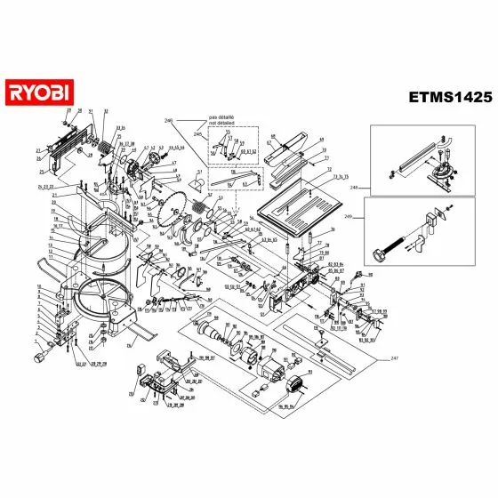 Ryobi ETMS1425 Spare Parts List Type: 1000013637